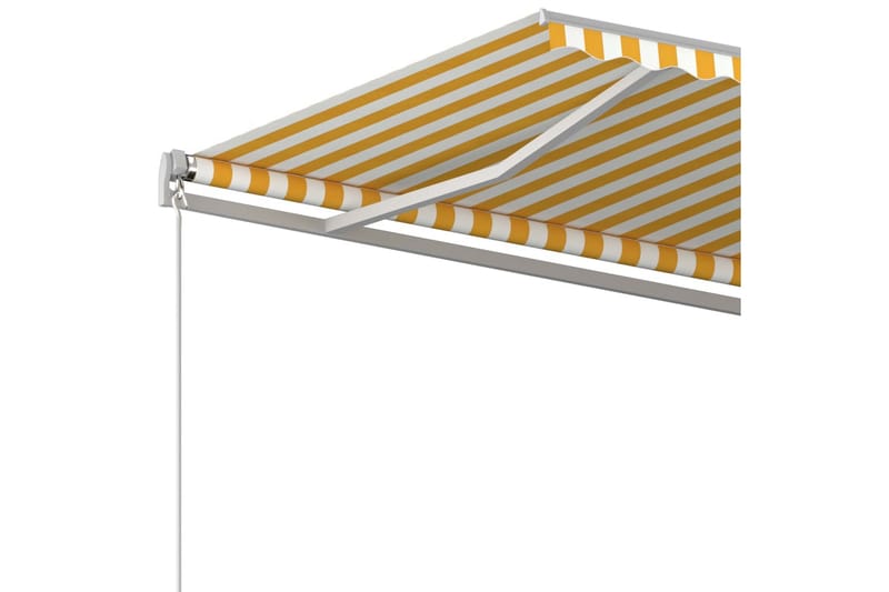 Automatisk uttrekkbar markise med stolper 5x3 m gul og hvit - Gul - Balkongmarkise - Markiser - Terrassemarkise