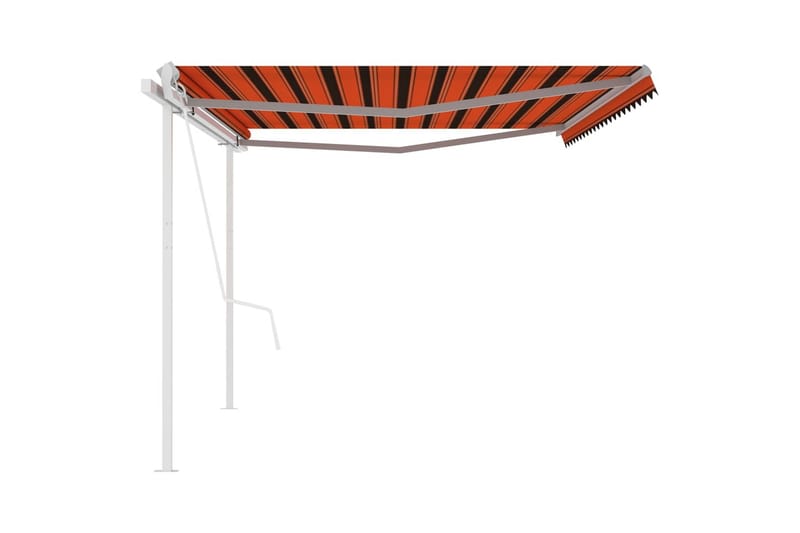 Automatisk uttrekkbar markise med stolper 5x3m - Oransj - Balkongmarkise - Markiser - Terrassemarkise