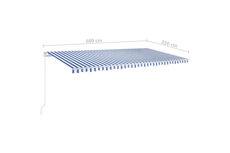 Automatisk uttrekkbar markise med stolper 6x3,5 m - Blå - Balkongmarkise - Markiser - Terrassemarkise