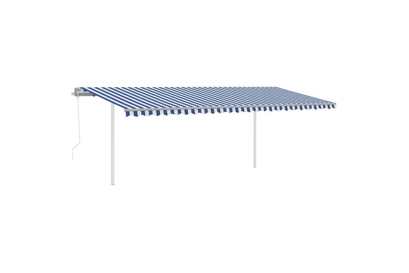 Automatisk uttrekkbar markise med stolper 6x3,5 m - Blå - Balkongmarkise - Markiser - Terrassemarkise
