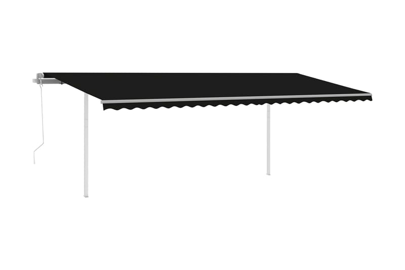 Automatisk uttrekkbar markise med stolper 6x3 m antrasitt - Antrasittgrå - Balkongmarkise - Markiser - Terrassemarkise