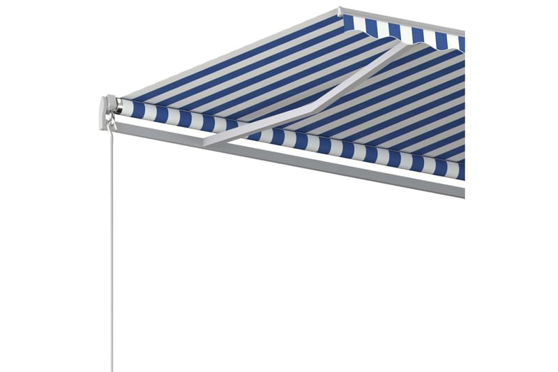 Automatisk uttrekkbar markise med stolper 6x3 m blå og hvit - Blå - Balkongmarkise - Markiser - Terrassemarkise