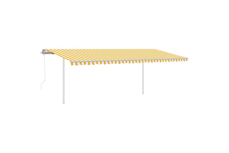 Automatisk uttrekkbar markise med stolper 6x3 m gul og hvit - Gul - Balkongmarkise - Markiser - Terrassemarkise
