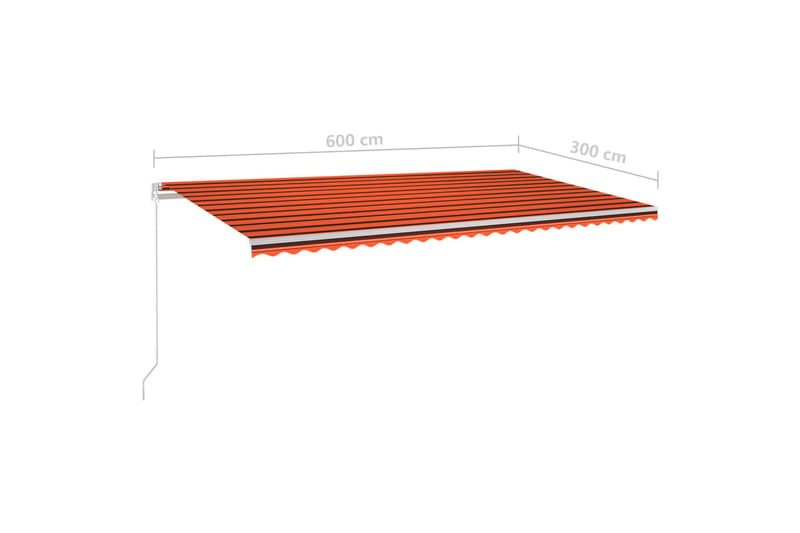 Automatisk uttrekkbar markise med stolper 6x3 m - Oransj - Balkongmarkise - Markiser - Terrassemarkise