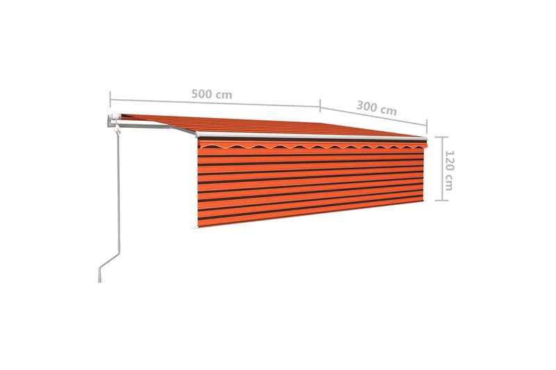 Automatisk uttrekkbar markise rullegardin 5x3 m oransje og b - Oransj - Balkongmarkise - Markiser - Terrassemarkise