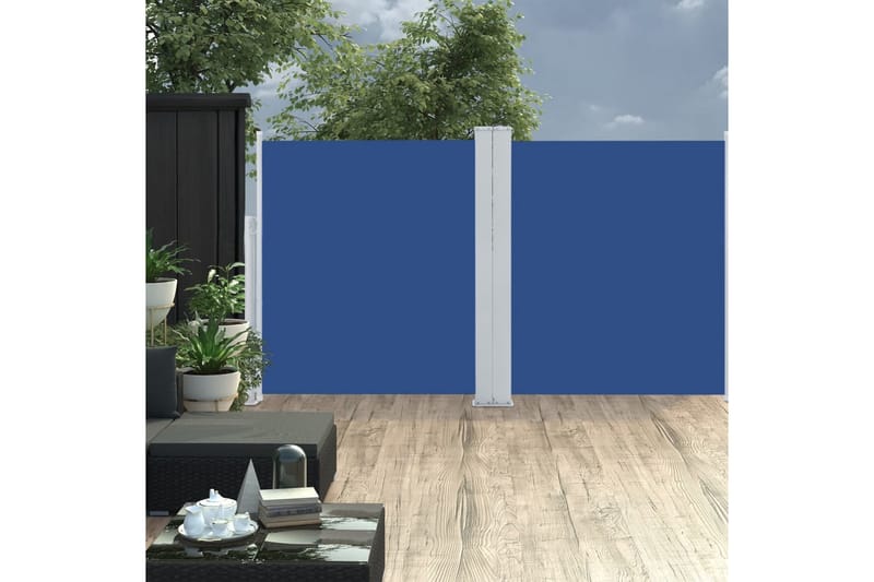 beBasic Uttrekkbar sidemarkise blå 160x600 cm - BlÃ¥ - Hagemøbler - Solbeskyttelse - Markiser - Balkongmarkise