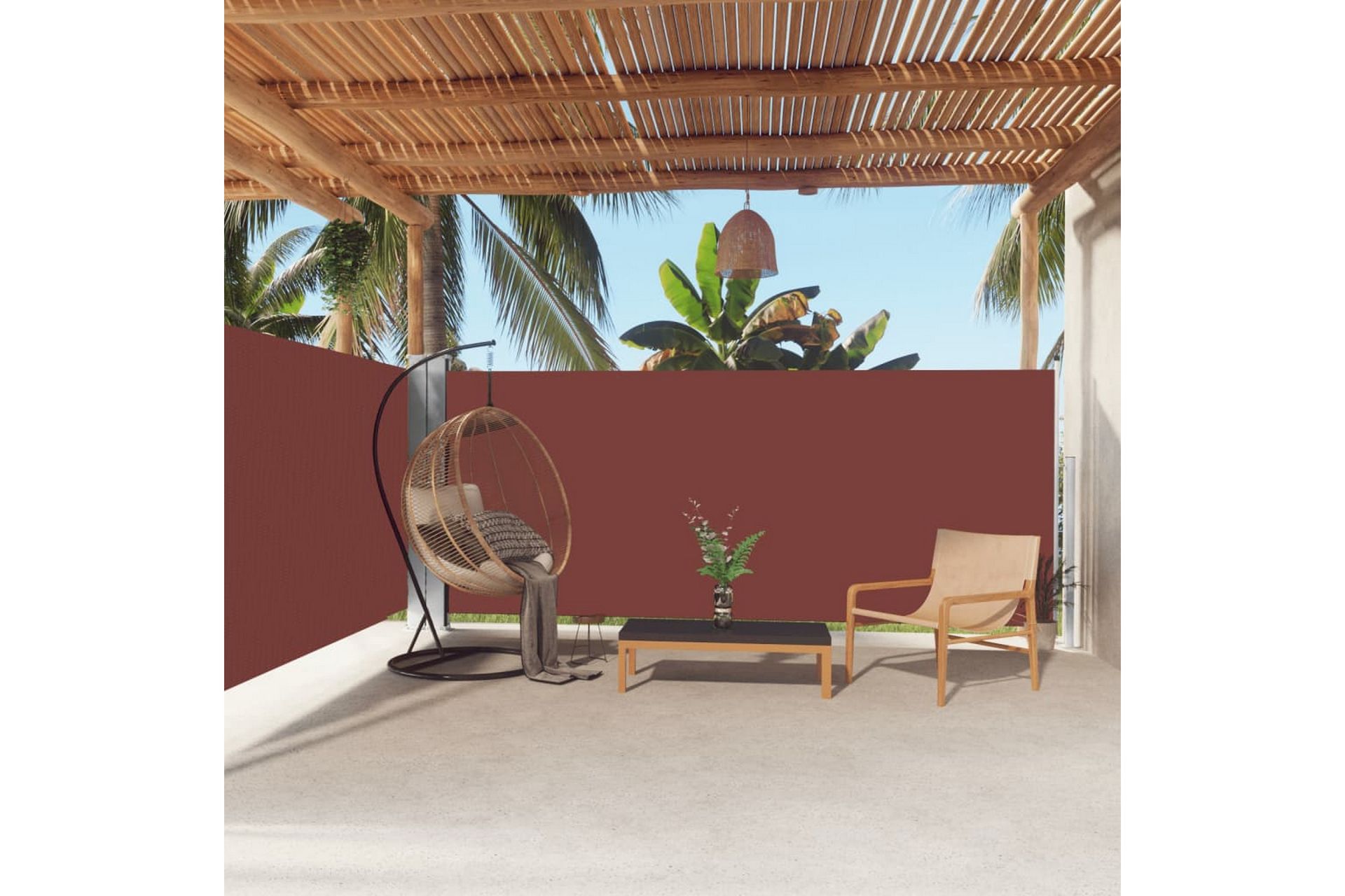 beBasic Uttrekkbar sidemarkise brun 160x600 cm - Hagemøbler - Solbeskyttelse - Markiser - Balkongmarkise
