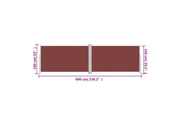 beBasic Uttrekkbar sidemarkise brun 160x600 cm - Hagemøbler - Solbeskyttelse - Markiser - Balkongmarkise