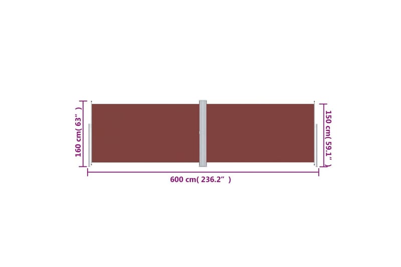 beBasic Uttrekkbar sidemarkise brun 160x600 cm - Hagemøbler - Solbeskyttelse - Markiser - Balkongmarkise