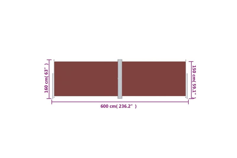 beBasic Uttrekkbar sidemarkise brun 160x600 cm - Balkongmarkise - Markiser - Sidemarkise - Balkongbeskyttelse