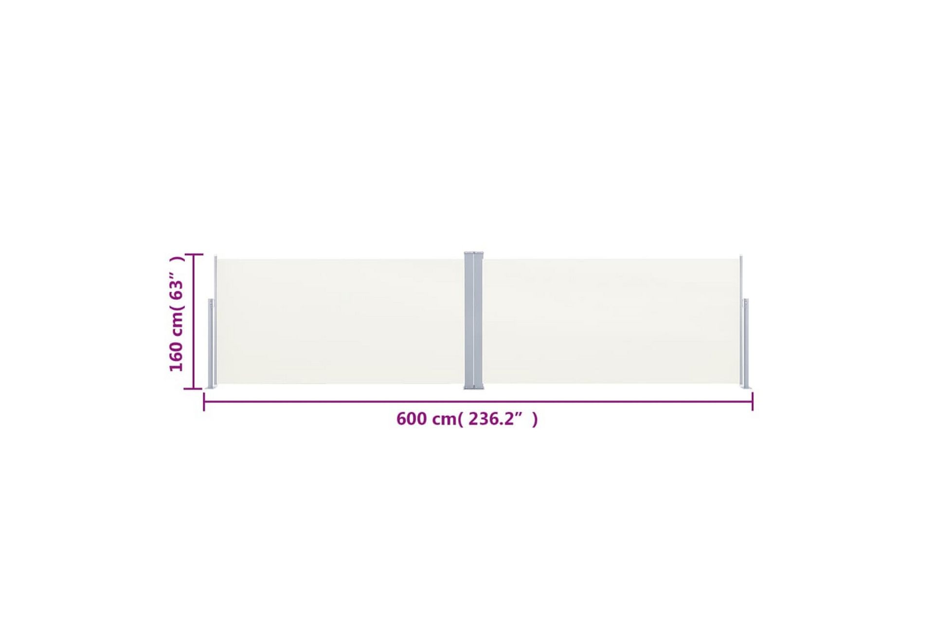 beBasic Uttrekkbar sidemarkise kremhvit 160x600 cm - Hagemøbler - Solbeskyttelse - Markiser - Balkongmarkise
