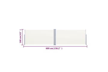 beBasic Uttrekkbar sidemarkise kremhvit 160x600 cm - Hagemøbler - Solbeskyttelse - Markiser - Balkongmarkise