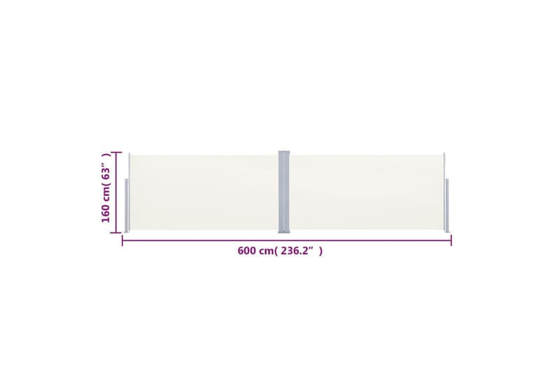 beBasic Uttrekkbar sidemarkise kremhvit 160x600 cm - Hagemøbler - Solbeskyttelse - Markiser - Balkongmarkise