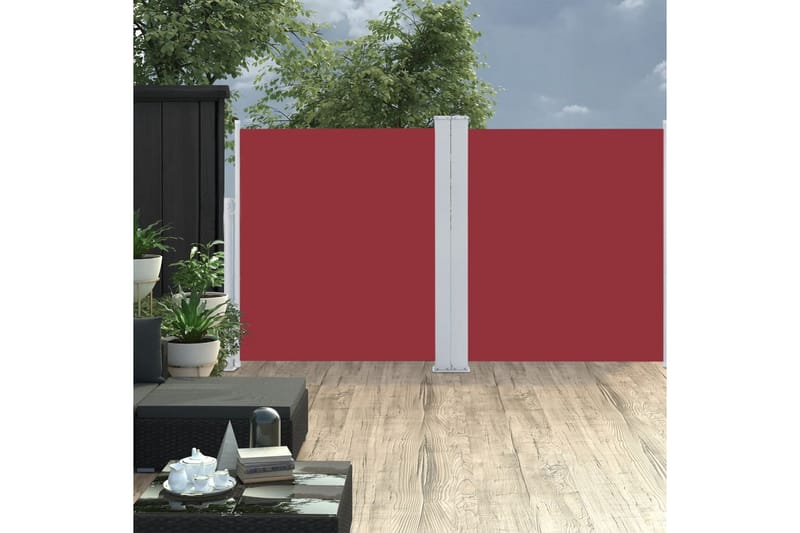 beBasic Uttrekkbar sidemarkise rød 160x600 cm - RÃ¸d - Hagemøbler - Solbeskyttelse - Markiser - Balkongmarkise