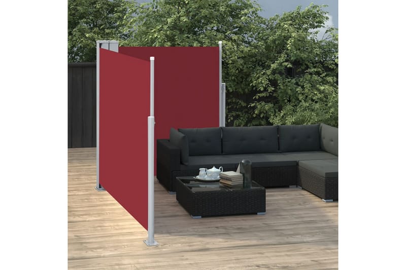 beBasic Uttrekkbar sidemarkise rød 160x600 cm - RÃ¸d - Hagemøbler - Solbeskyttelse - Markiser - Balkongmarkise