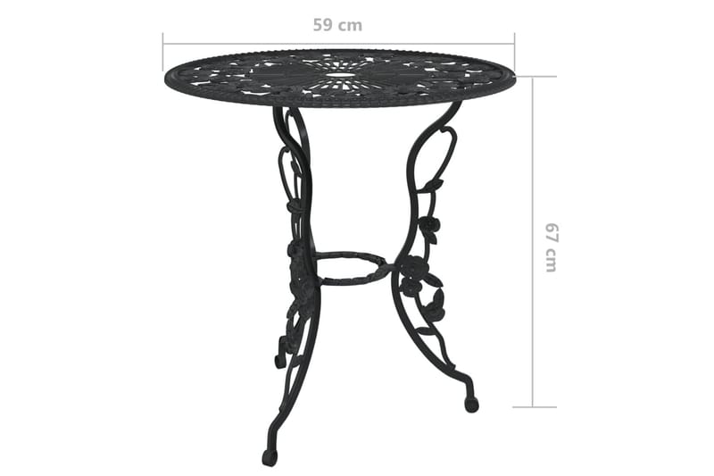 Bistrosett 3 deler støpt aluminium svart - Svart - Hagemøbler - Solbeskyttelse - Markiser - Balkongmarkise