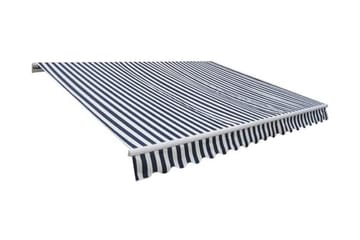 Foldbar markise manuell 300 cm blå/hvit - Hagemøbler - Solbeskyttelse - Markiser - Balkongmarkise