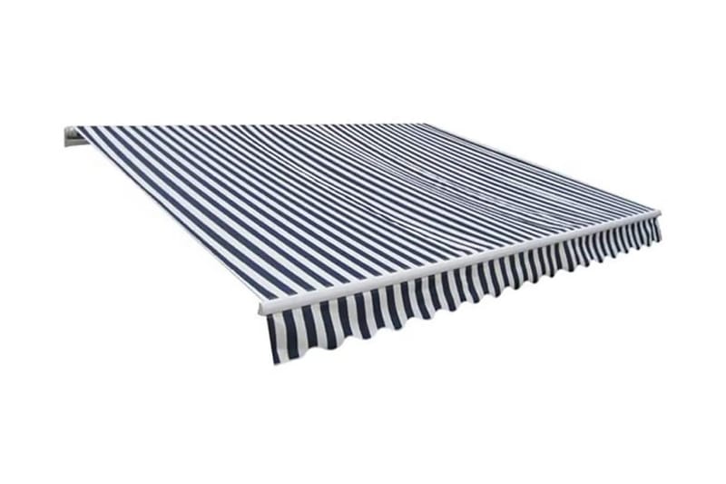 Foldbar markise manuell 300 cm blå/hvit - Hagemøbler - Solbeskyttelse - Markiser - Balkongmarkise