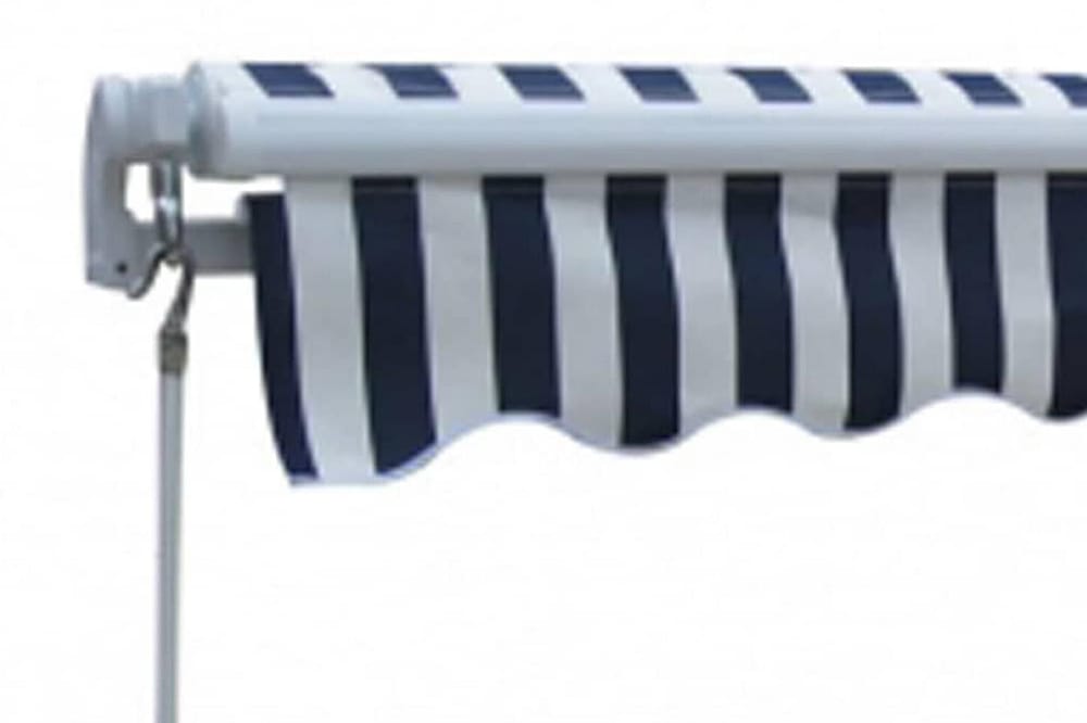 Foldbar markise manuell 300 cm blå/hvit - Hagemøbler - Solbeskyttelse - Markiser - Balkongmarkise