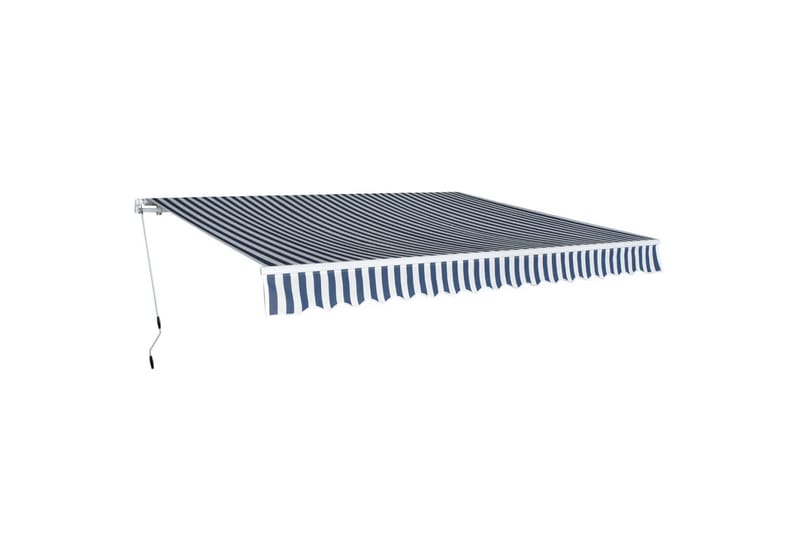 Foldbar markise manuell 400 cm blå/hvit - Hagemøbler - Solbeskyttelse - Markiser - Balkongmarkise