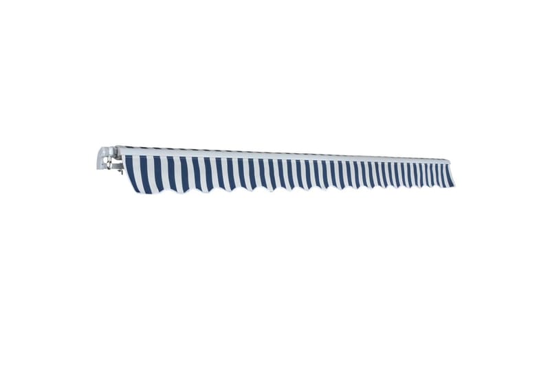Foldbar markise manuell 400 cm blå/hvit - Hagemøbler - Solbeskyttelse - Markiser - Balkongmarkise