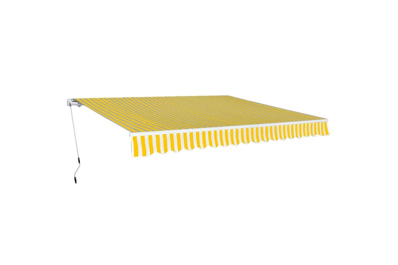 Foldbar markise manuell 400 cm gul/hvit - Hagemøbler - Solbeskyttelse - Markiser - Balkongmarkise