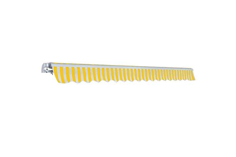 Foldbar markise manuell 400 cm gul/hvit - Balkongmarkise - Markiser - Terrassemarkise
