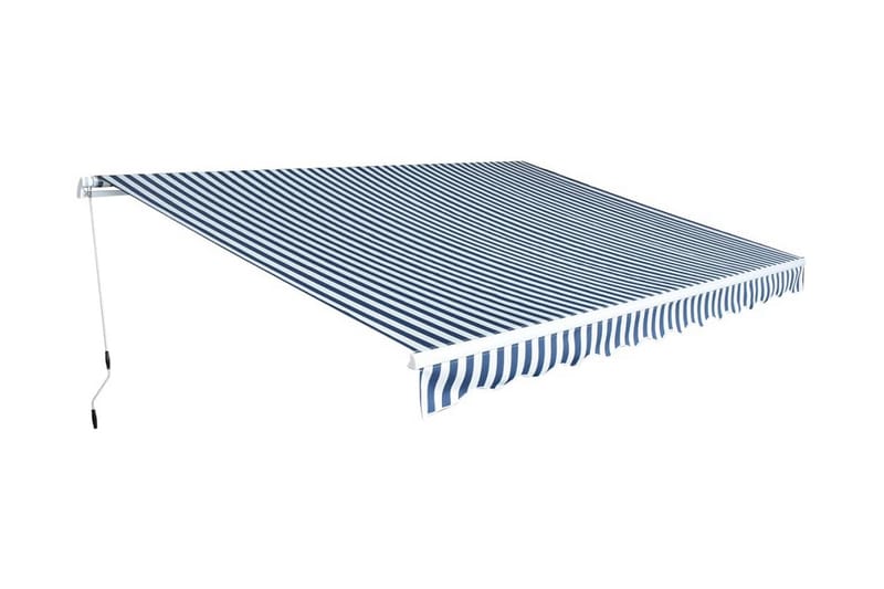 Foldbar markise manuell 450 cm blå/hvit - Hagemøbler - Solbeskyttelse - Markiser - Balkongmarkise