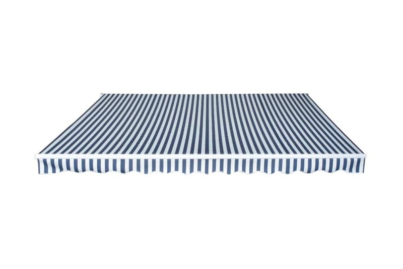 Foldbar markise manuell 450 cm blå/hvit - Hagemøbler - Solbeskyttelse - Markiser - Balkongmarkise