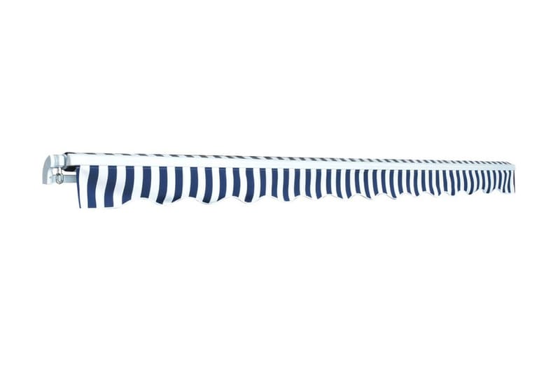Foldbar markise manuell 450 cm blå/hvit - Hagemøbler - Solbeskyttelse - Markiser - Balkongmarkise