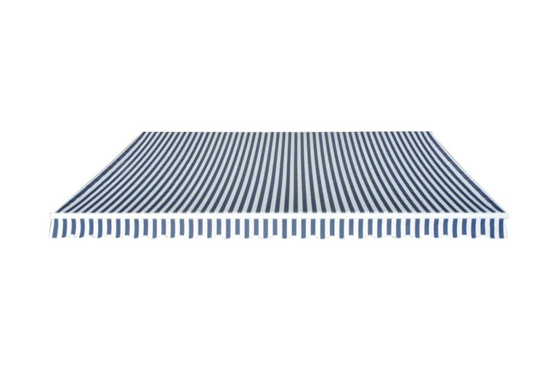 Foldbar markise manuell 500 cm blå/hvit - Hagemøbler - Solbeskyttelse - Markiser - Balkongmarkise