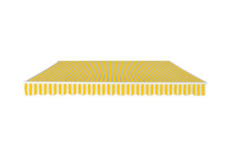 Foldbar markise manuell 600 cm gul/hvit - Hagemøbler - Solbeskyttelse - Markiser - Balkongmarkise