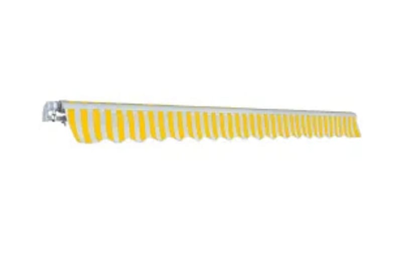 Foldbar markise manuell 600 cm gul/hvit - Hagemøbler - Solbeskyttelse - Markiser - Balkongmarkise