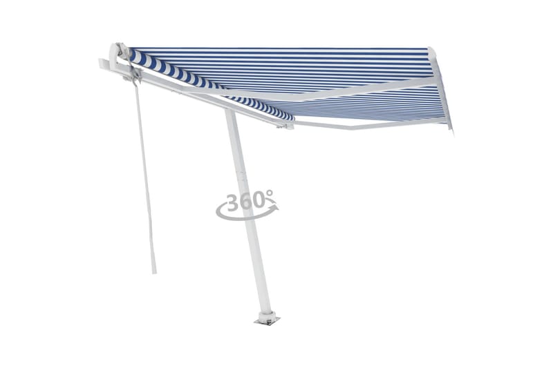 Frittstående automatisk markise 300x250 cm blå og hvit - Blå - Hagemøbler - Solbeskyttelse - Markiser - Balkongmarkise