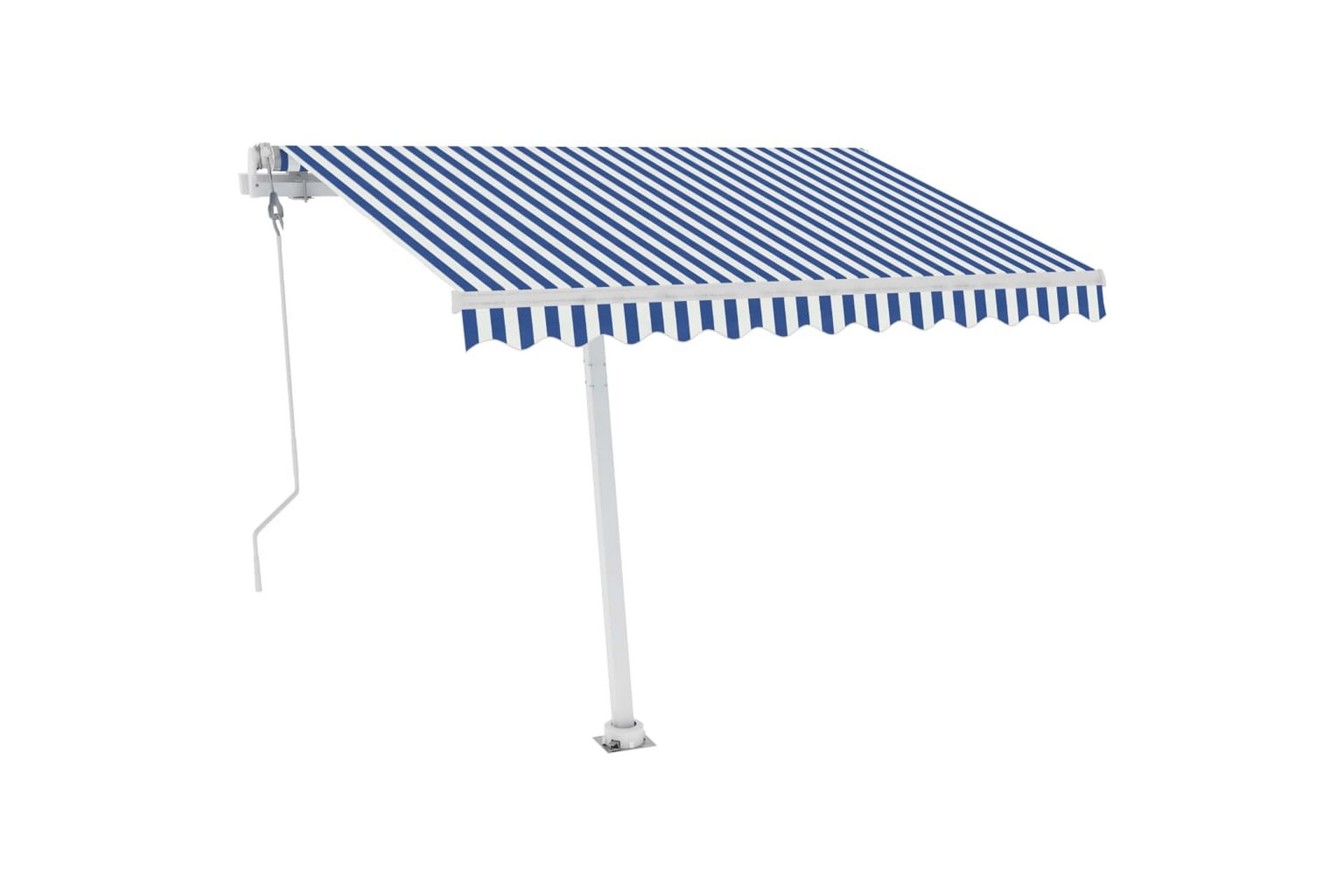 Frittstående automatisk markise 300x250 cm blå og hvit - Blå - Hagemøbler - Solbeskyttelse - Markiser - Balkongmarkise