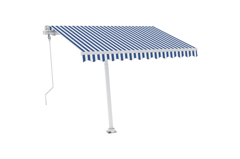 Frittstående automatisk markise 300x250 cm blå og hvit - Blå - Hagemøbler - Solbeskyttelse - Markiser - Balkongmarkise