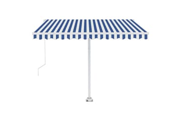 Frittstående automatisk markise 300x250 cm blå og hvit - Blå - Hagemøbler - Solbeskyttelse - Markiser - Balkongmarkise