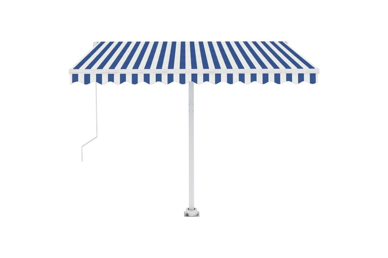 Frittstående automatisk markise 300x250 cm blå og hvit - Blå - Hagemøbler - Solbeskyttelse - Markiser - Balkongmarkise