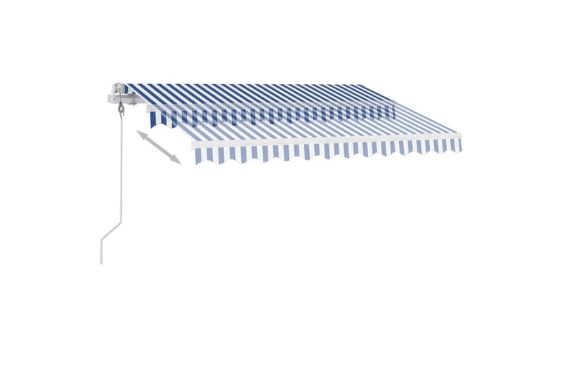 Frittstående automatisk markise 300x250 cm blå og hvit - Blå - Balkongmarkise - Markiser - Terrassemarkise