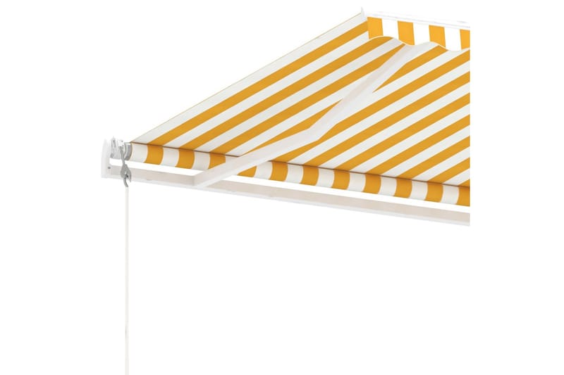 Frittstående automatisk markise 300x250 cm gul og hvit - Gul - Balkongmarkise - Markiser - Terrassemarkise