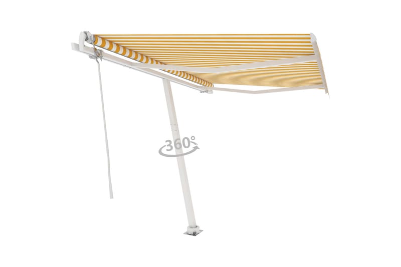 Frittstående automatisk markise 300x250 cm gul og hvit - Gul - Hagemøbler - Solbeskyttelse - Markiser - Balkongmarkise