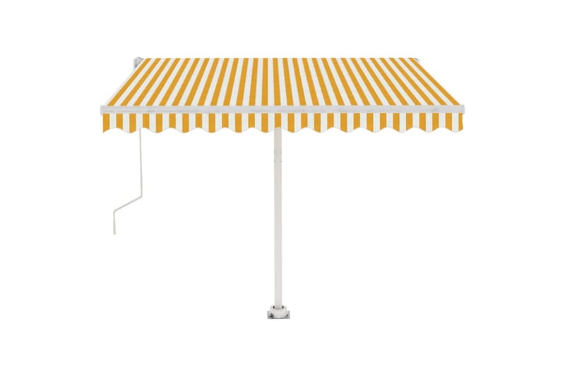 Frittstående automatisk markise 300x250 cm gul og hvit - Gul - Hagemøbler - Solbeskyttelse - Markiser - Balkongmarkise