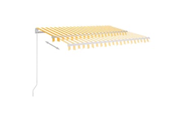 Frittstående automatisk markise 300x250 cm gul og hvit - Gul - Hagemøbler - Solbeskyttelse - Markiser - Balkongmarkise