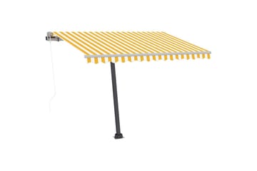Frittstående automatisk markise 300x250 cm gul og hvit - Gul - Hagemøbler - Solbeskyttelse - Markiser - Balkongmarkise