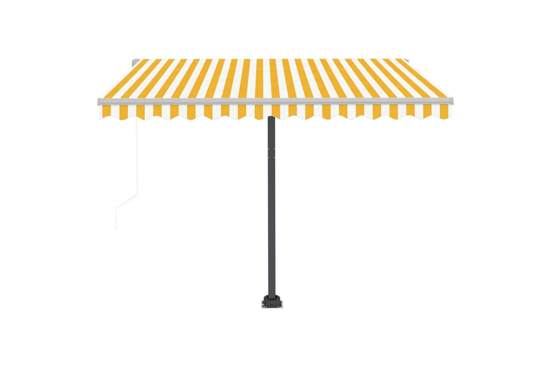 Frittstående automatisk markise 300x250 cm gul og hvit - Gul - Hagemøbler - Solbeskyttelse - Markiser - Balkongmarkise