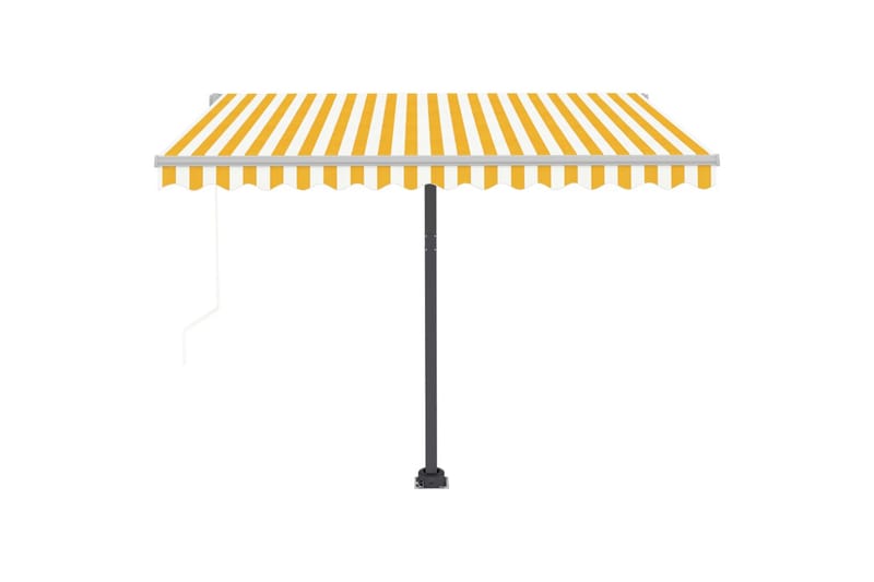 Frittstående automatisk markise 300x250 cm gul og hvit - Gul - Hagemøbler - Solbeskyttelse - Markiser - Balkongmarkise
