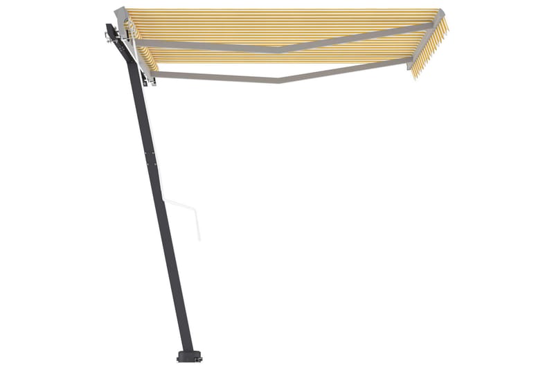 Frittstående automatisk markise 300x250 cm gul og hvit - Gul - Hagemøbler - Solbeskyttelse - Markiser - Balkongmarkise