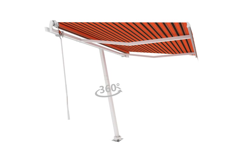 Frittstående automatisk markise 300x250 cm oransje og brun - Oransj - Balkongmarkise - Markiser - Terrassemarkise