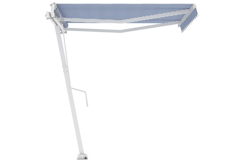 Frittstående automatisk markise 350x250 cm blå og hvit - Blå - Hagemøbler - Solbeskyttelse - Markiser - Balkongmarkise