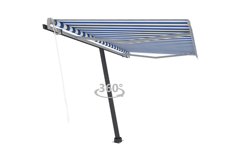 Frittstående automatisk markise 350x250 cm blå og hvit - Blå - Hagemøbler - Solbeskyttelse - Markiser - Balkongmarkise